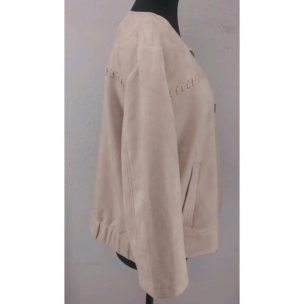 NWT Marc New York Size XL | Beige Faux Suede Whipstitch Snap Front Jacket Womens